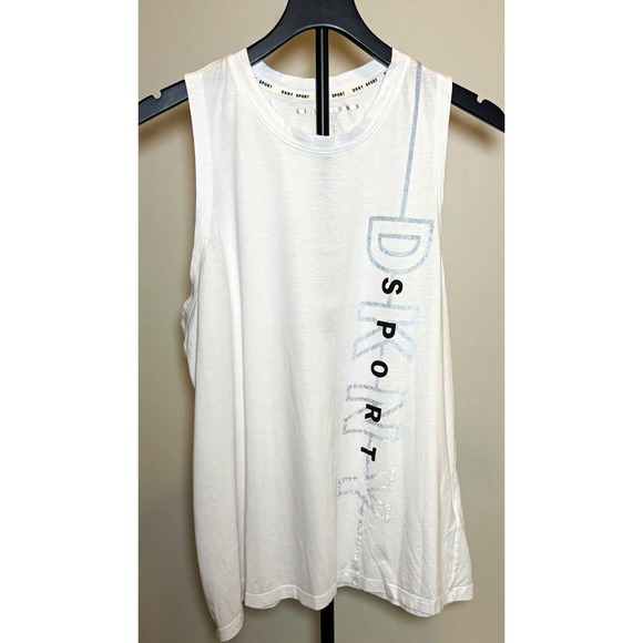 DKNY Sport Tops - DKNY Sport Women's XL White Logo Crew Neck Sleeveless Knit Cotton Modal Tank